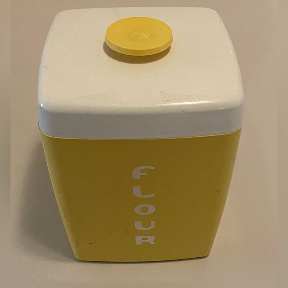 LustroWare FLOUR Canister. Has bumps & bruises, but, really a fun piece - Picture 1 of 9